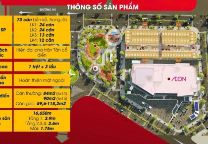 Thiết kế tối ưu nhà phố Shophouse Aeon Mỹ Tho – Kiến trúc Nhật hiện đại đầu tiên tại Mỹ Tho (Đồng Tháp Mới)